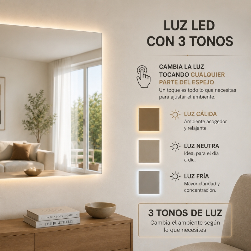 espejos con luz para baño o tocador